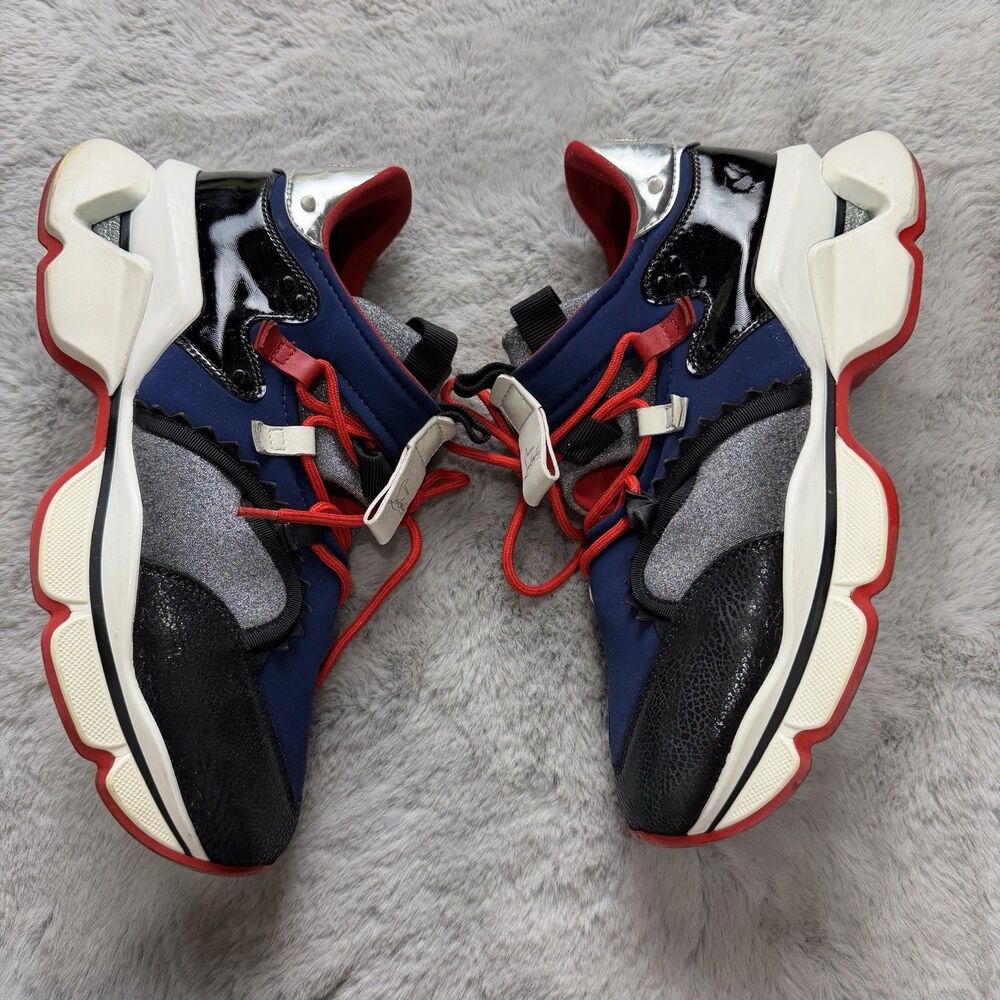 Christian Louboutin Multicolor Leather Neoprene Red Runner Sneakers SZ  44 US 11